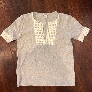 J. Crew. Gray and White short sleeved Top